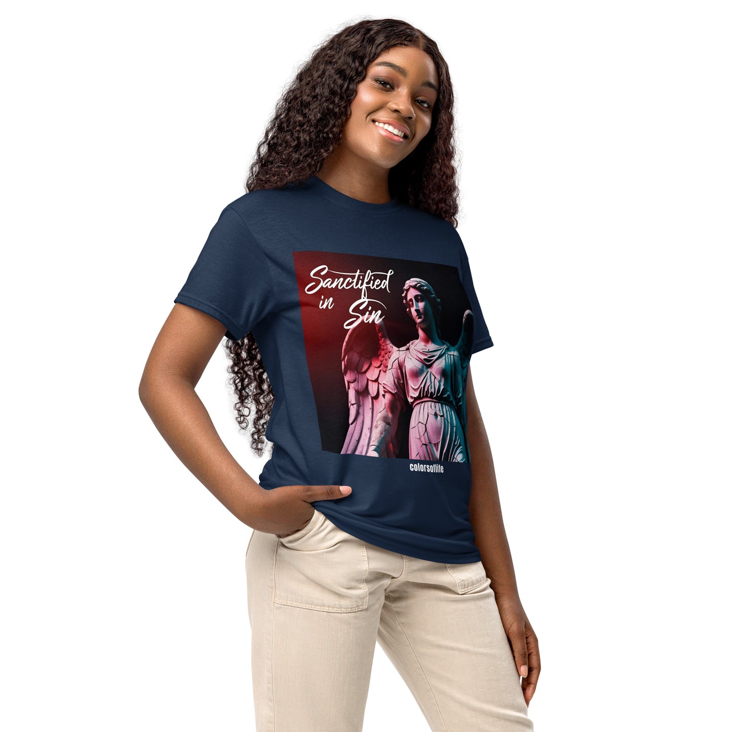 Sanctified in Sin – Dunkler Engel Style - DryBlend® T-Shirt!