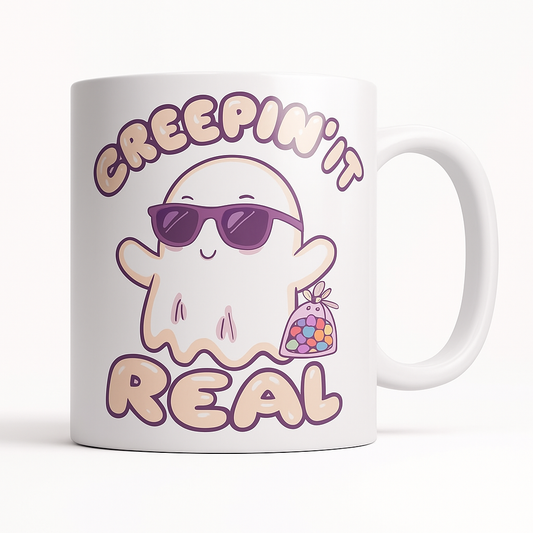 creepin' it real ghost edition - süße weiße Halloween Keramiktasse ( 325ml )